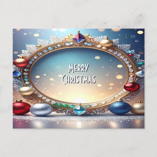 Christmas Jewel Frame Holiday Postcard Briefkaart (Voorkant)