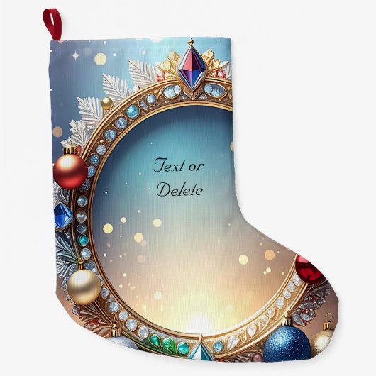 Christmas Jewel Lijst Holiday Stocking Grote Kerstsok (Voorkant)