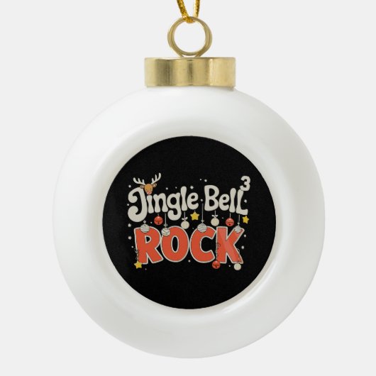 Christmas Jingle Bells 3 Math Rock Xmas Holiday Keramische Bal Ornament (Voorkant)