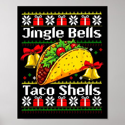 Christmas Jingle Bells Taco Shells Funny Family Ug Poster (Voorkant)