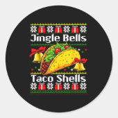 Christmas Jingle Bells Taco Shells Funny Family Ug Ronde Sticker (Voorkant)