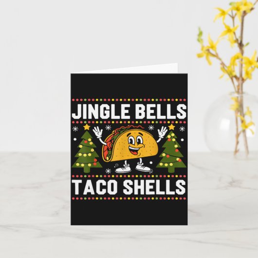 Christmas Jingle Bells Taco Shells Funny Xmas Taco Kaart (Gele Bloem)