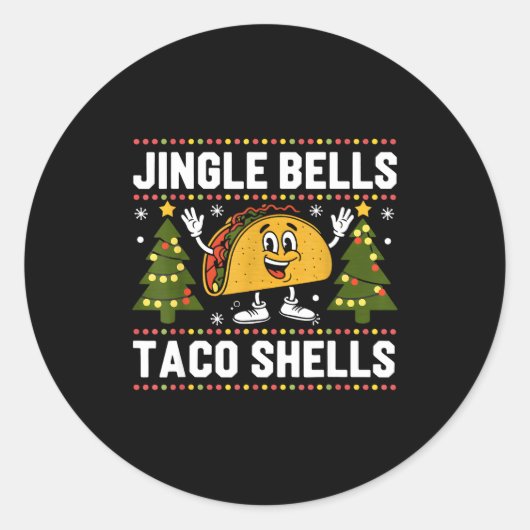 Christmas Jingle Bells Taco Shells Funny Xmas Taco Ronde Sticker (Voorkant)