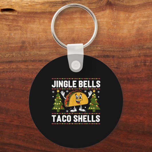 Christmas Jingle Bells Taco Shells Funny Xmas Taco Sleutelhanger (Voorkant)