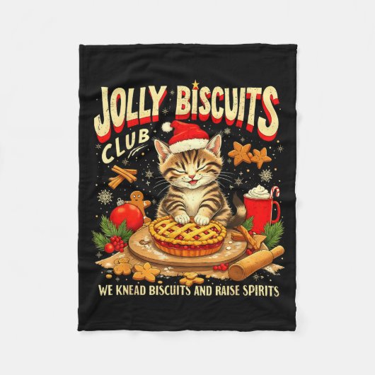 Christmas Jolly Biscuits Club Cute Cat Lovers Baki Fleece Deken (Voorkant)