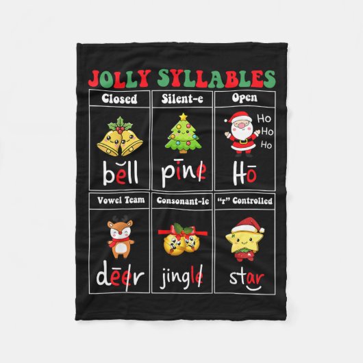 Christmas Jolly Syllables Teacher Students Funny S Fleece Deken (Voorkant)