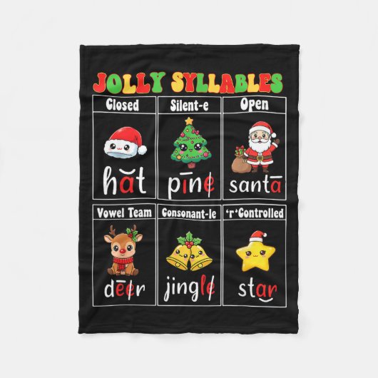 Christmas Jolly Syllables Teacher Students Funny S Fleece Deken (Voorkant)