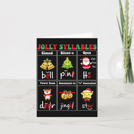 Christmas Jolly Syllables Teacher Students Funny S Kaart (Voorkant)