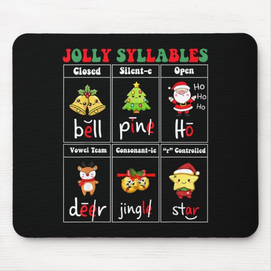 Christmas Jolly Syllables Teacher Students Funny S Muismat (Voorkant)