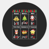 Christmas Jolly Syllables Teacher Students Funny S Ronde Sticker (Voorkant)