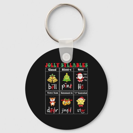 Christmas Jolly Syllables Teacher Students Funny S Sleutelhanger (Voorkant)