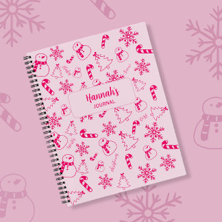 Christmas Journal – Pink Winter Holiday Notebook Notitieboek