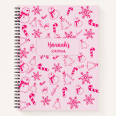 Christmas Journal – Pink Winter Holiday Notebook Notitieboek (Voorkant)