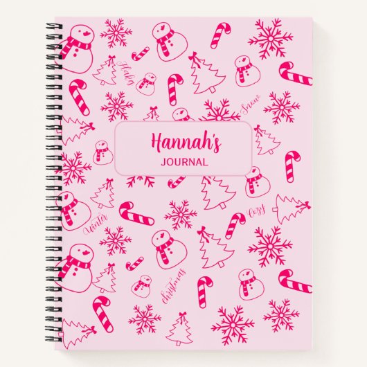 Christmas Journal – Pink Winter Holiday Notebook Notitieboek (Voorkant)