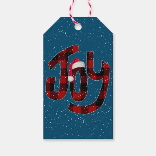 Christmas Joy Buffalo Plaid Cadeaulabel (Voorkant)