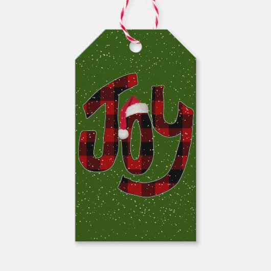 Christmas Joy Buffalo Plaid Cadeaulabel (Voorkant)