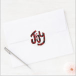 Christmas Joy Buffalo Plaid Ronde Sticker<br><div class="desc">Rood en zwart buffel geruit met Sinterklaas pet op JOY tekst. De achtergrondkleur kan worden veranderd.</div>