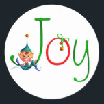 CHRISTMAS JOY by SHARON SHARPE Ronde Sticker<br><div class="desc">CHRISTMAS JOY & ELF van SHARON SHARPE</div>