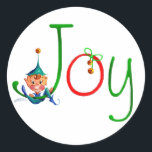 CHRISTMAS JOY by SHARON SHARPE Ronde Sticker<br><div class="desc">CHRISTMAS JOY & ELF van SHARON SHARPE</div>