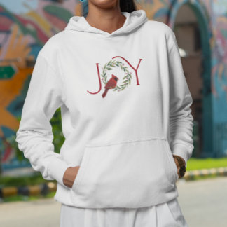 Christmas JOY Cardinal in Wreath  Hoodie