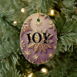 Christmas Joy Elegant Gouden Sneeuwvlokken Keramisch Ornament