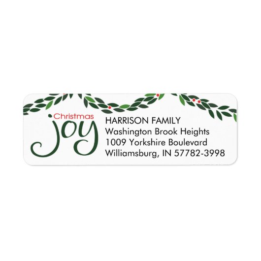 Christmas Joy Garland Etiket (Voorkant)