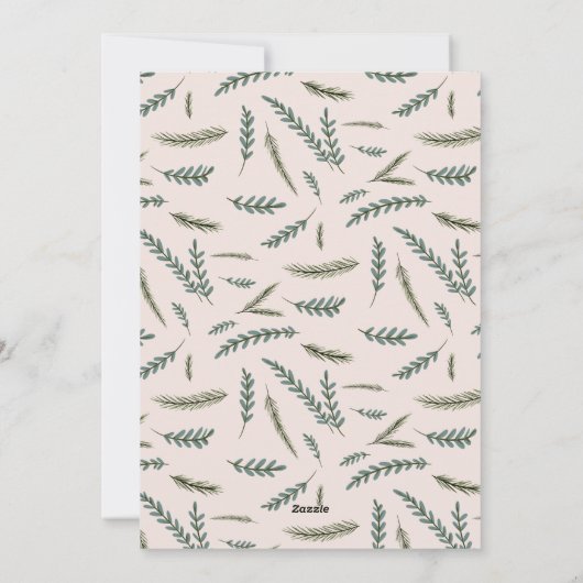 Christmas Joy Hand getekend gebladerte op Dusty Pi Feestdagenkaart (Achterkant)