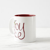 Christmas Joy handgeschreven scripttypografie Tweekleurige Koffiemok (Voorkant links)