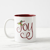Christmas Joy handgeschreven scripttypografie Tweekleurige Koffiemok (Links)