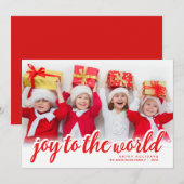 Christmas Joy Modern Hand Script Geletterde Foto Feestdagenkaart (Voorkant / Achterkant)