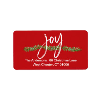 Christmas Joy Modern Script Retour-adreslabel Etiket