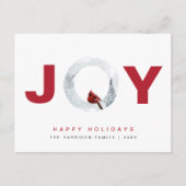 Christmas Joy Red Cardinal Waterverf Feestdagenkaart (Voorkant)