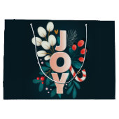 Christmas Joy - snoepriet en gebladerte Groot Cadeauzakje (Achterkant)