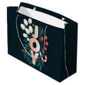 Christmas Joy - snoepriet en gebladerte Groot Cadeauzakje (Achterkant Gekanteld)