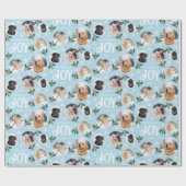 Christmas Joy Snowflake Schattigee Fotocollage Bla Cadeaupapier (Vlak)