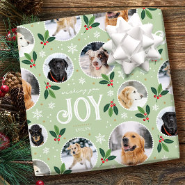 Christmas Joy Snowflake Schattigee Fotocollage Gro Cadeaupapier