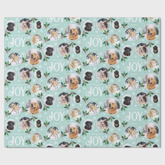 Christmas Joy Snowflake Schattigee Fotocollage Min Cadeaupapier (Vlak)