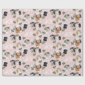 Christmas Joy Snowflake Schattigee Fotocollage Roz Cadeaupapier (Vlak)