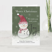 Christmas Joy Snowman beroemd gemaakt door Custom  Kaart (Voorkant)