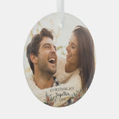 Christmas Joy Together Paar Glas Ornament (Voorkant Rechts)