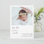 Christmas Joy White Foto Aankondiging Geboorte (Staand voorkant)