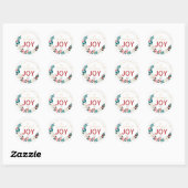 Christmas Joy Wreath Name Handwritten Script Ronde Sticker (Vel)