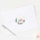 Christmas Joy Wreath Name Handwritten Script Ronde Sticker (Envelop)