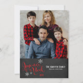 Christmas Joyeux Noel Snowflakes Buffalo Plaid Feestdagenkaart (Voorkant)