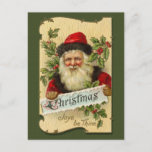 Christmas, Joys be Thine Feestdagenkaart<br><div class="desc">Vintage victorian Santa Claus postcard image.</div>