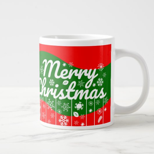 Christmas Jumbo Mug – White Ornaments  Grote Koffiekop (Rechts)