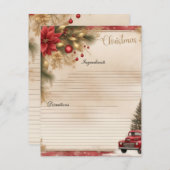 Christmas Junk Journal Recept Kaart (Voorkant / Achterkant)