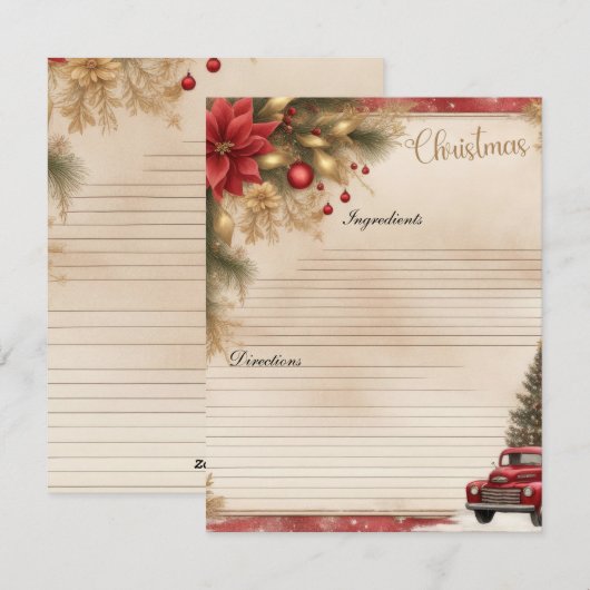 Christmas Junk Journal Recept Kaart (Voorkant / Achterkant)