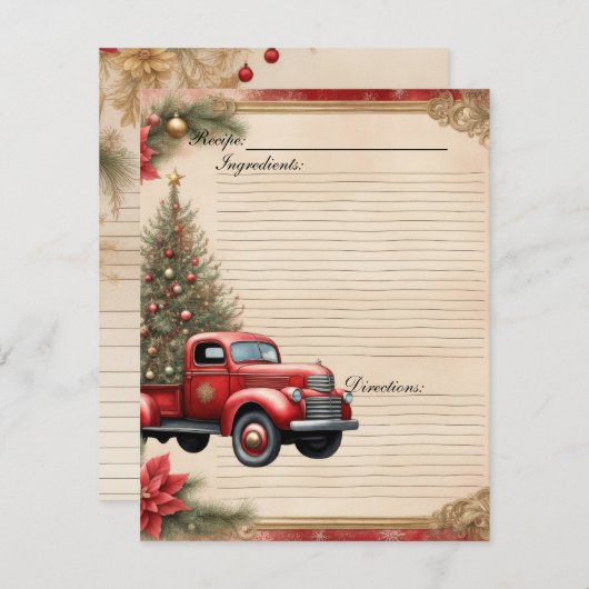 Christmas Junk Journal Recept Kaart (Voorkant / Achterkant)