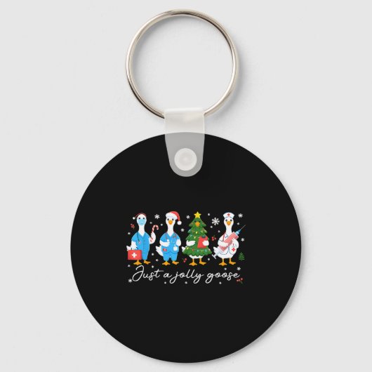Christmas Just A Jolly Goose Nurse Cute Medical St Sleutelhanger (Voorkant)